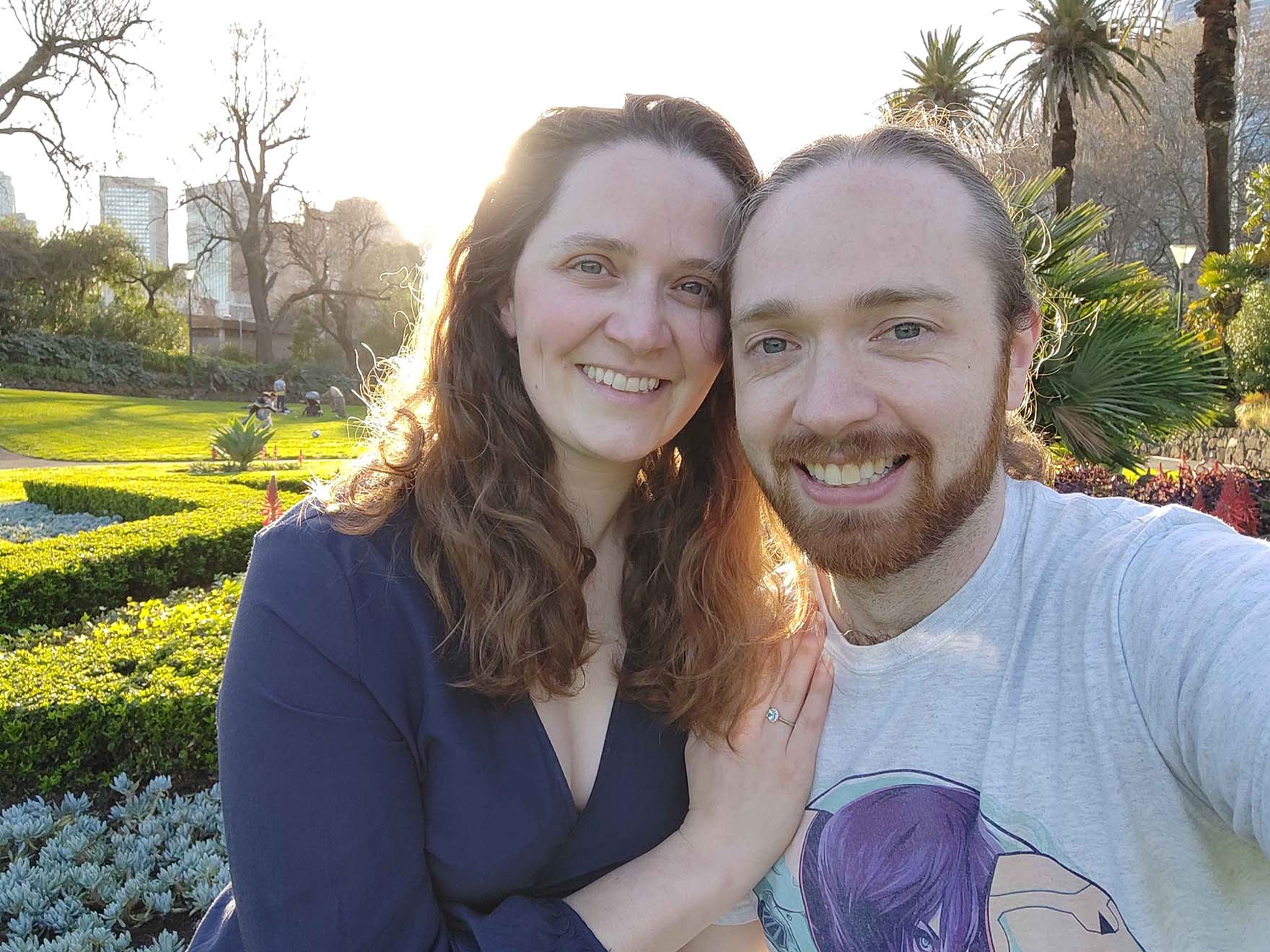 A selfie of Megan and Adam in Alexandra Gardens